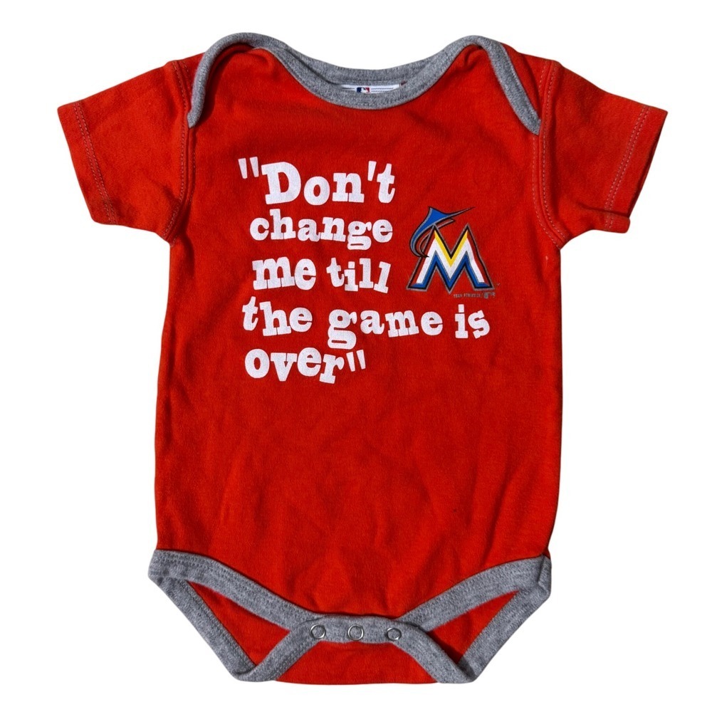 MLB Miami Marlins Baby One Piece 12 Months Bodysuit Orange Infant